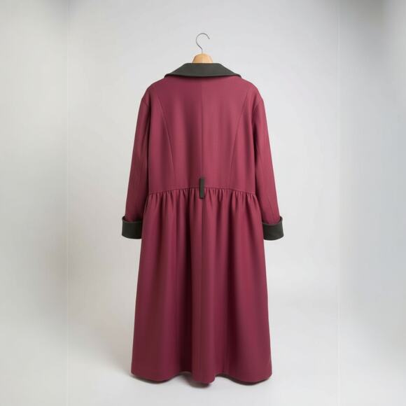 Unique Vintage X Smak Parlor Burgundy Swing Coat with Black Trim Sz 1X - Picture 3 of 3